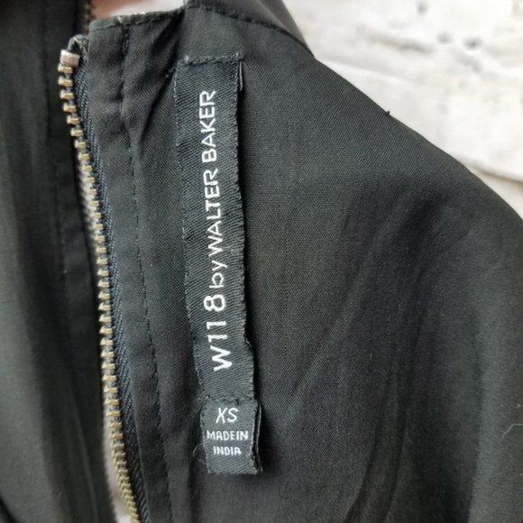 Walter Baker Cassi Paisley Mini Dress Satin Brown Leather Cuff Neutral Work XS - Picture 5 of 8